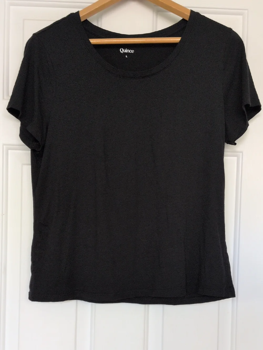 Quince Cotton Modal Scoop Neck Tee Shirt Womens Size Large Black Short Sleeves - Picture 3 of 9